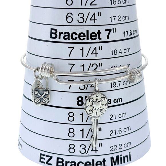 Footnotes Sterling Silver Inspirational Quote Lock Key Charm Slide Bracelet 7.5" - Picture 4 of 6